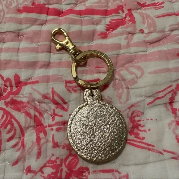 Lilly Pulitzer Gold Leather Key Fob Keychain Bag Charm from Advent Calendar - Picture 3 of 6
